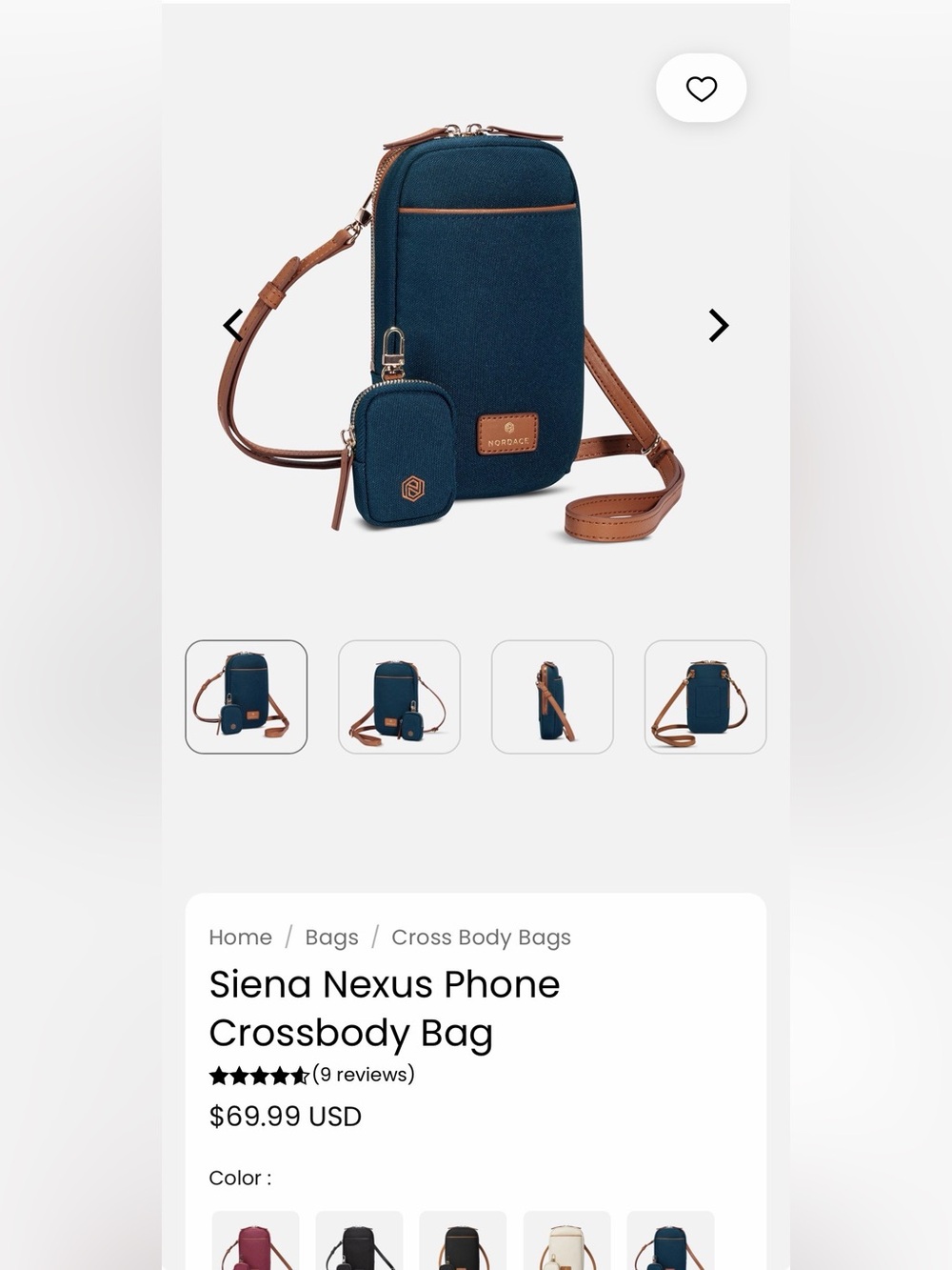 Siena Nexus Navy Phone Crossbody with Tan Trim